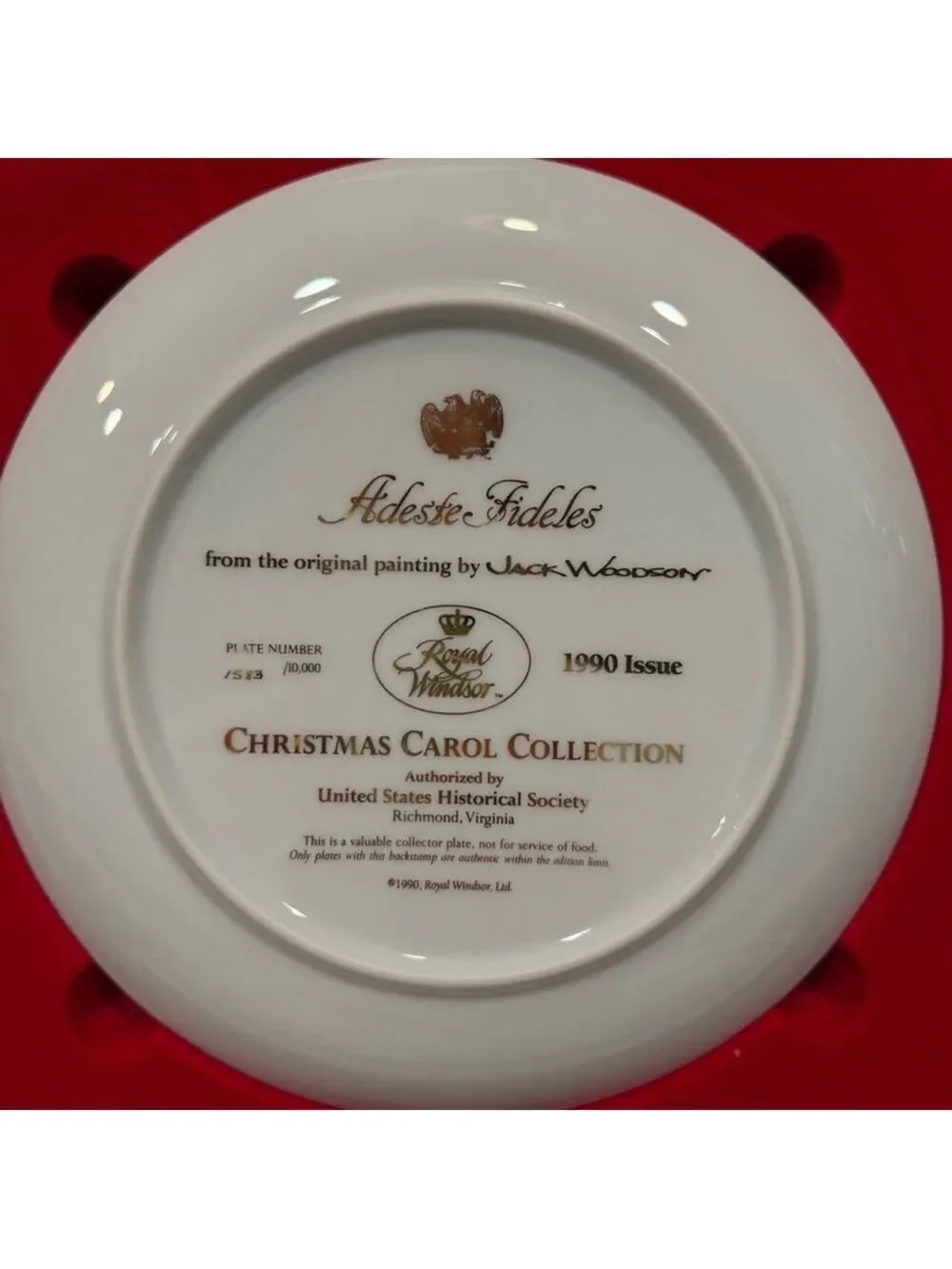 Royal Windsor Christmas Carol‎ Collection Plate 1990 Jack Woodson